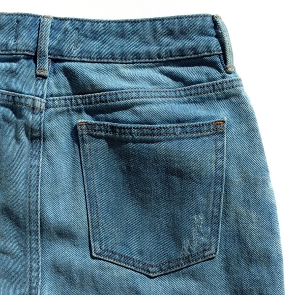 PacSun Retro Distressed Medium Blue High Rise Cropped Straight Leg Mom Jeans 25 - Picture 14 of 16